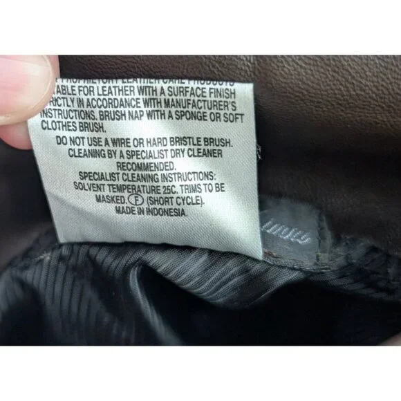 Men's Reversible Leather Jacket Coat Brown Wool Alberto Zimni Size XL